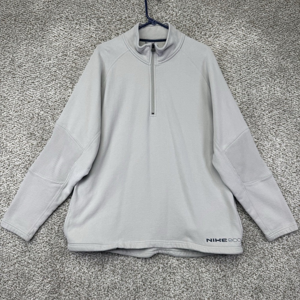 Vintage‎ 90s Nike Sweatshirt Men's Large Gray Quarter Zip Pullover Pockets Y2K